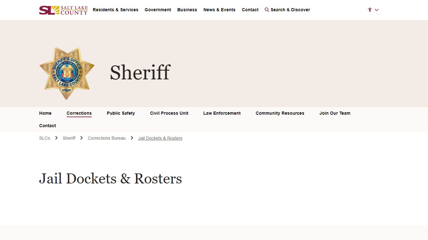 Jail Dockets & Rosters - Sheriff | Salt Lake County