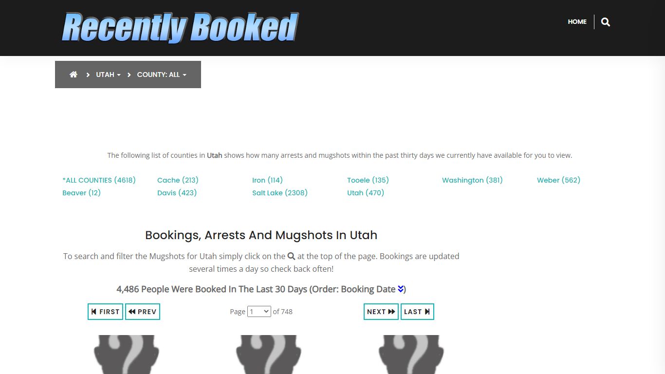 Bookings, Arrests and Mugshots in Salt Lake County, Utah - Recently Booked