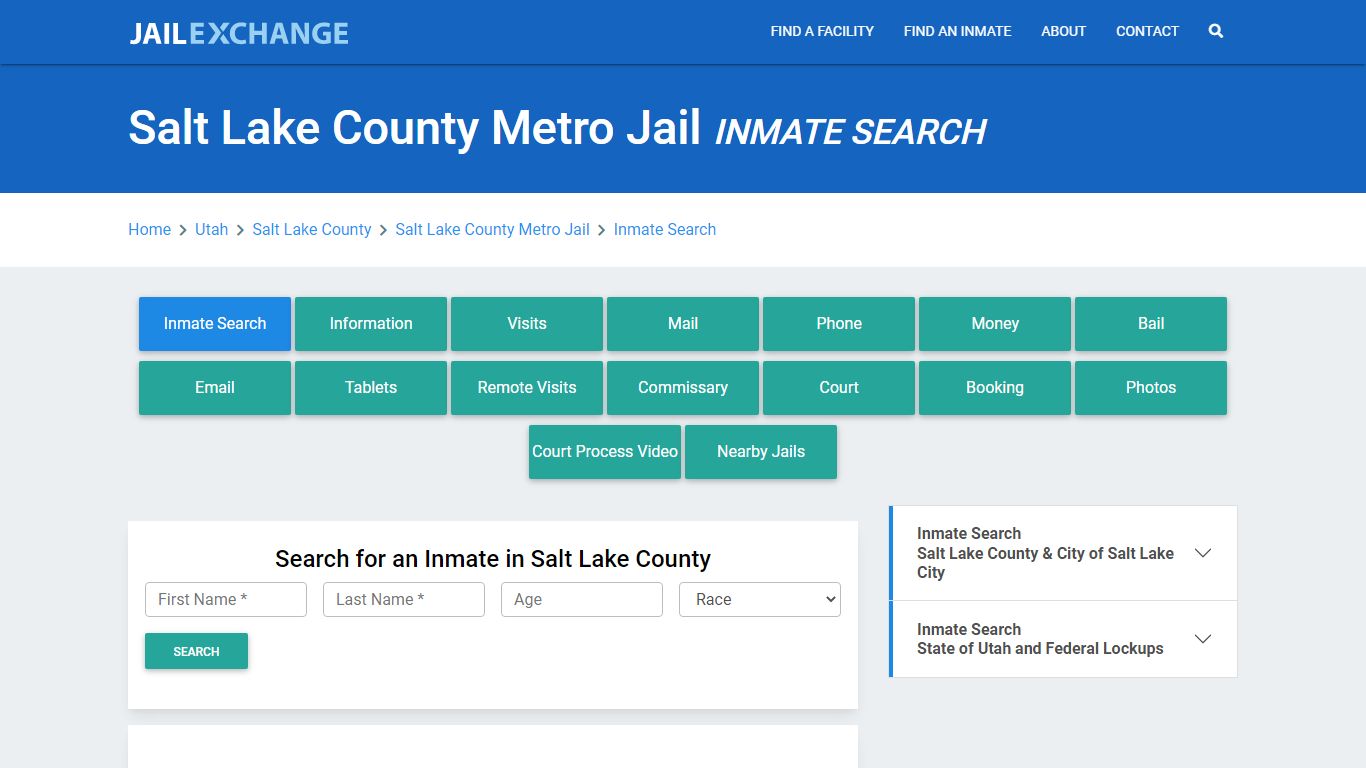 Salt Lake County Metro Jail, UT Inmate Search: Roster & Mugshots